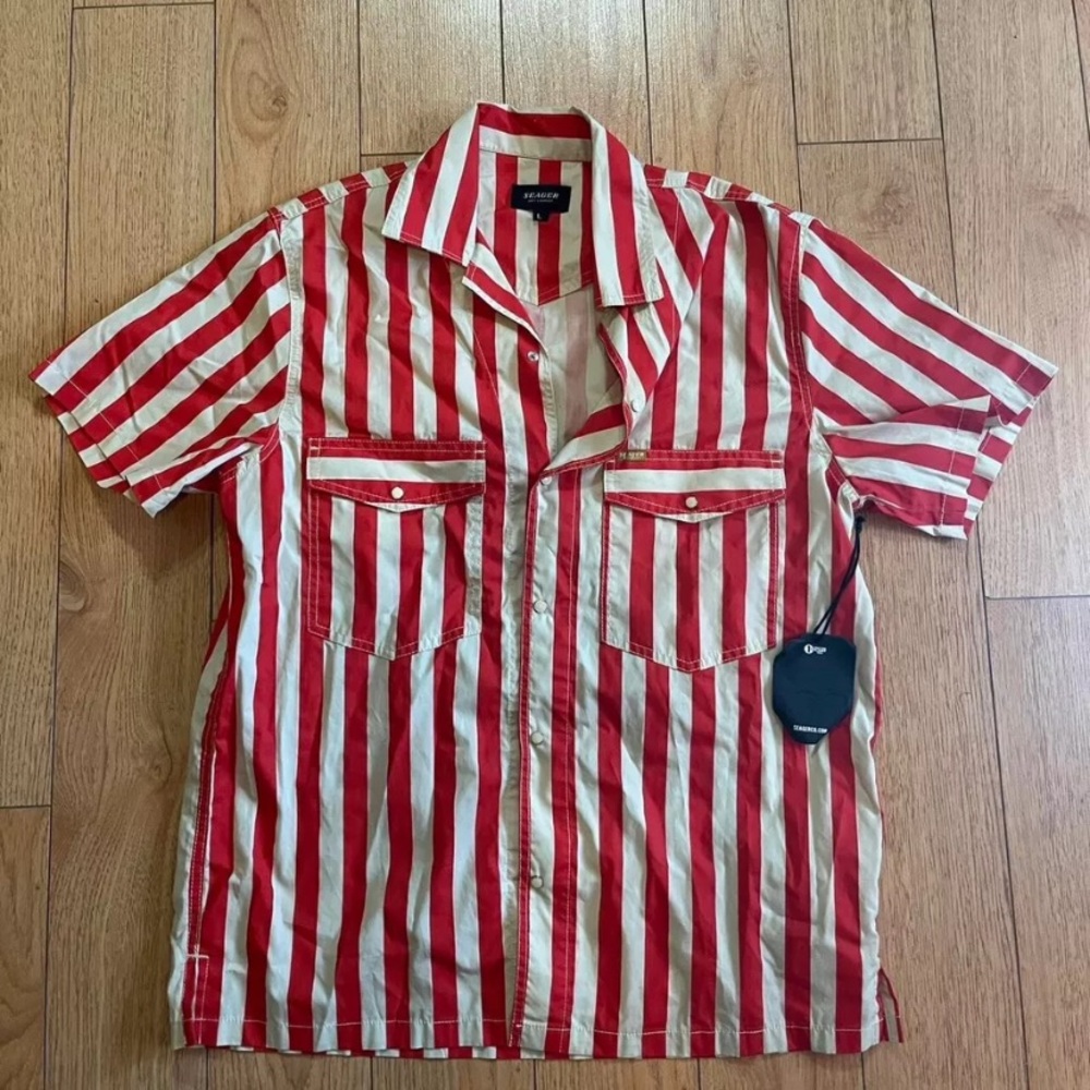 Seager Co Western Pearl Snap Button Shirt Size Medium Red/White